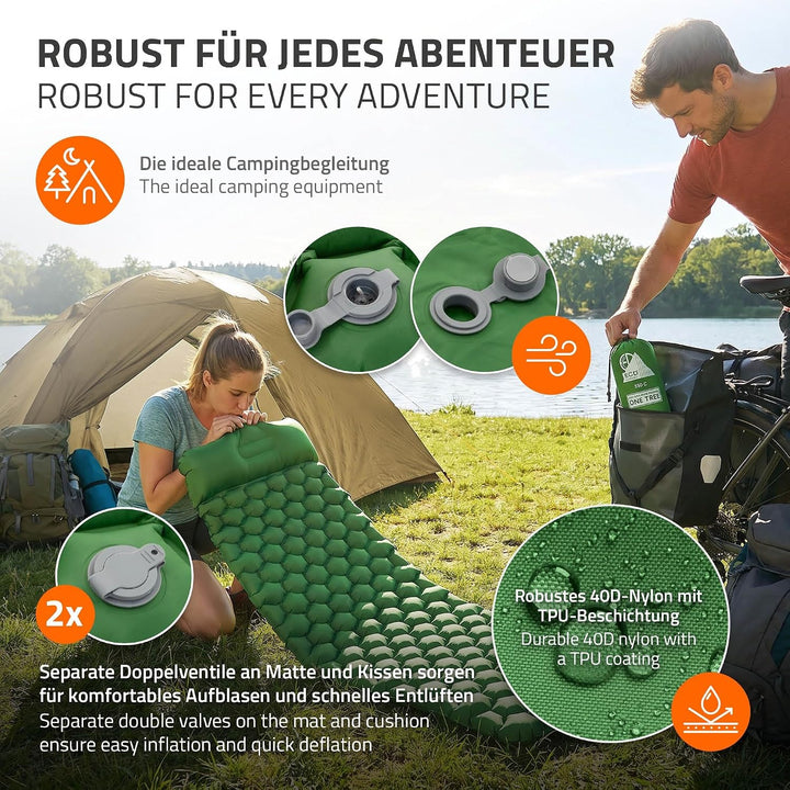 ECD Germany Isomatte Camping, Campingmatte aufblasbar, Luftmatratze Outdoor, Schlafmatte mit integri