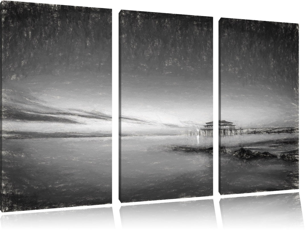 Pixxprint Timmendorfer Strand als Leinwandbild/Grösse: 3 Teilig (120x80) cm/Wandbild/Kunstdruck/fert