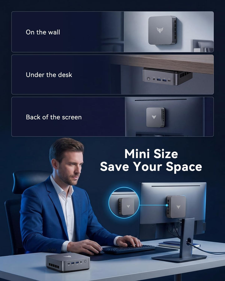 NiPoGi CK10 Mini PC Ιntel Core i5-12450H(8C/12T, bis zu 4,40 GHz), 16GB DDR4 512GB M.2 NVMe SSD Mini