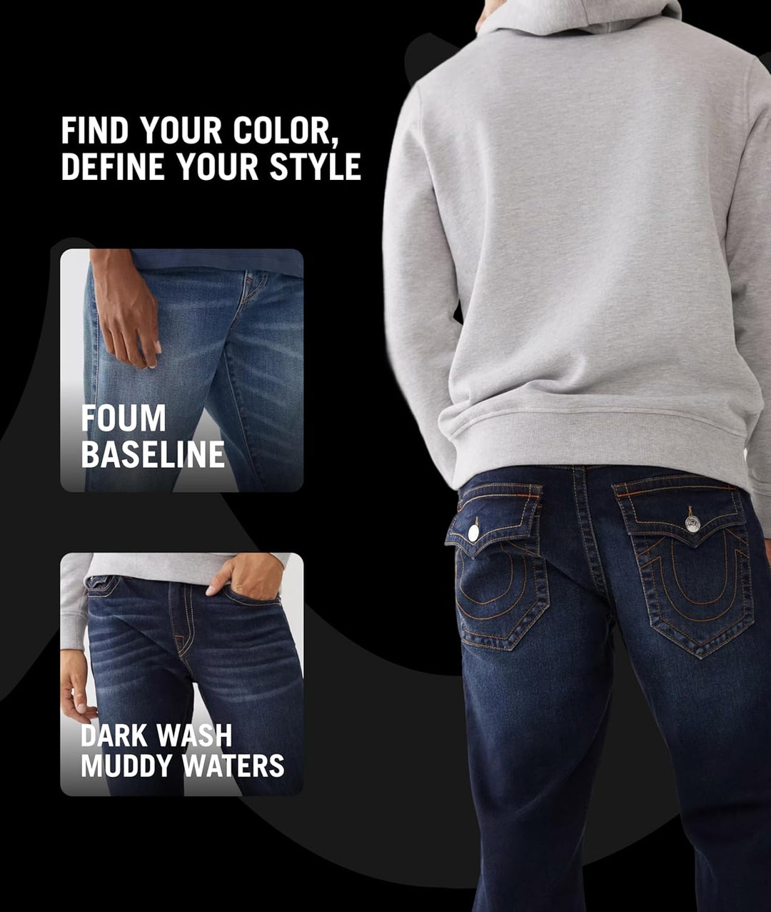 True Religion Herren Ricky Straight Leg Jeans 33W / 32L Muddy Waters, 33W / 32L Muddy Waters