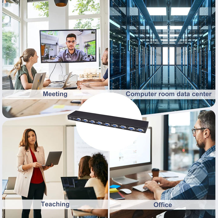 TCNEWCL 8 Port VGA KVM Switch, USB VGA KVM Switcher für 8 PC 1 Monitor, mit kabelgebundene Fernbedie