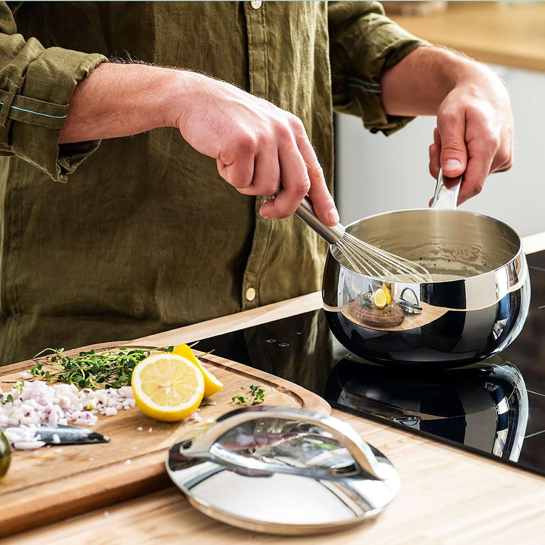 BergHOFF Home Kochtopf klein (16cm) – Stielkasserolle - Edelstahl Topf mit Deckel - Kochtopf für all