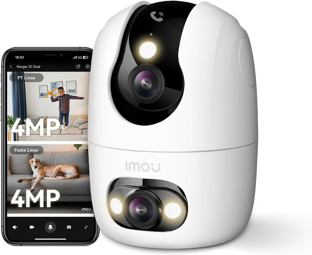Imou 4MP Dual Kameras Überwachungskamera Innen mit Person/Haustiererkennung, 2.4GHz/5GHz WiFi, 360°