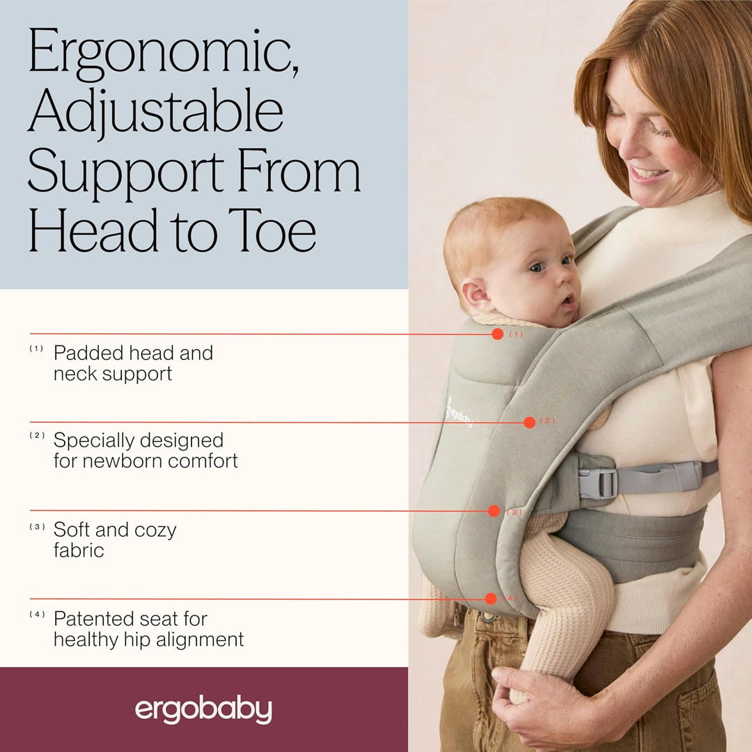 Ergobaby Embrace Babytrage für Neugeborene ab Geburt Extra Weich, Bauchtrage Baby Tragetasche Ergono
