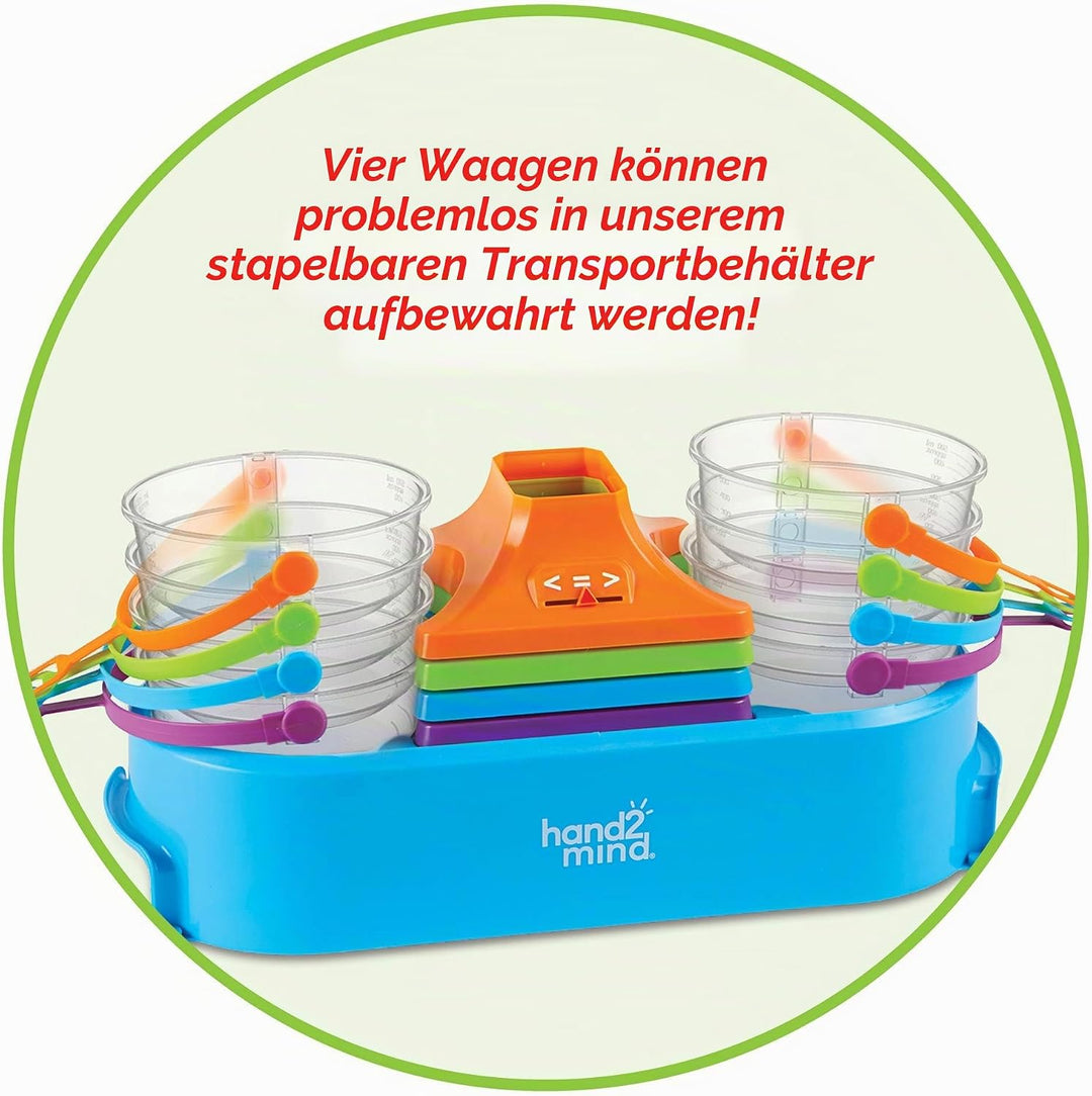 Learning Resources Balkenwaagen-Set mit 4 Stück, transparente Doppel-Balkenwaage für Flüssigkeiten u