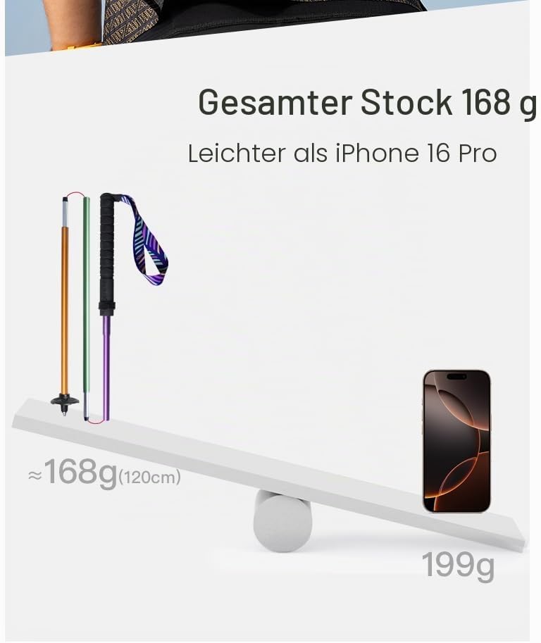AONIJIE 2-Pack Faltbar Z-Wanderstöcken ultrakompakt Trekkingstöcke für Trekking, Wanderungen, Reisen