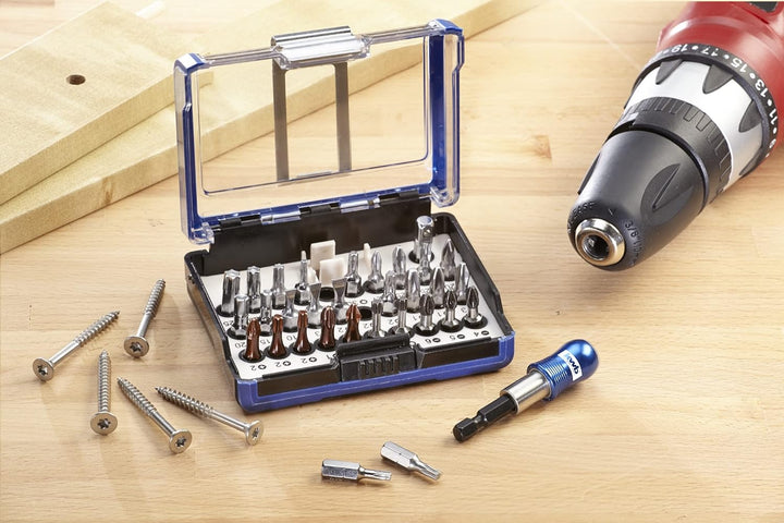 kwb Bit-Box – 32-tlg. schlagfeste Bits, Edelstahl-Bits, Torsion-Bits und Standard-Bits inkl. Schnell