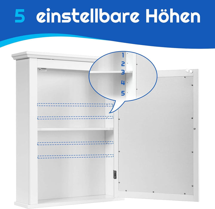 GOPLUS Spiegelschrank Badezimmer, Badezimmerspiegel Badspiegel mit Tür, Wandschrank Hängeschrank mit