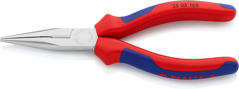 Knipex Flachrundzange mit Schneide (Radiozange) verchromt, mit Mehrkomponenten-Hüllen 160 mm 25 05 1