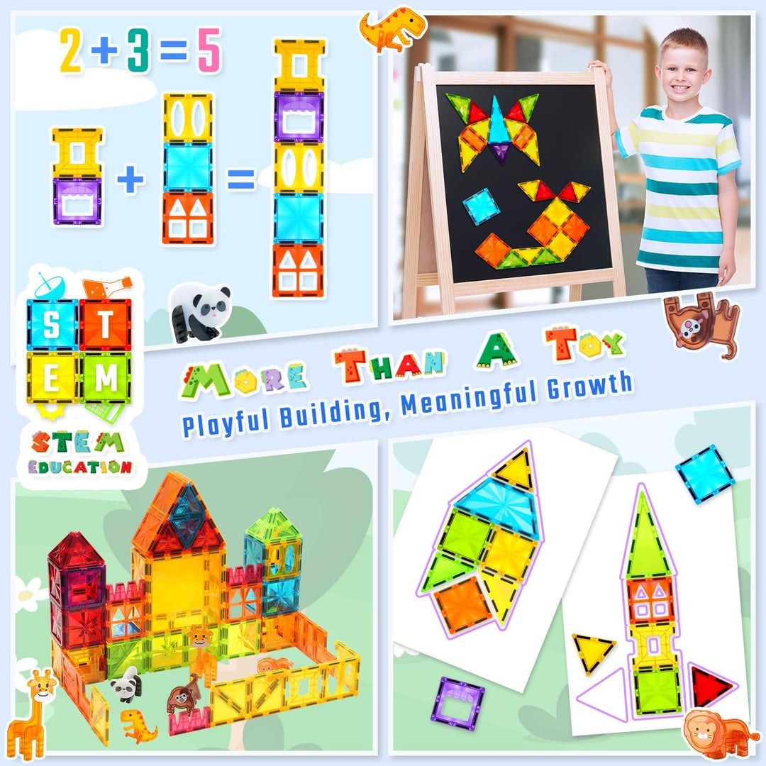 Theefun Magnetische Bausteine 110 Teile, Magnetbausteine Magnetspielzeug Magnet Spielzeug für Kinder