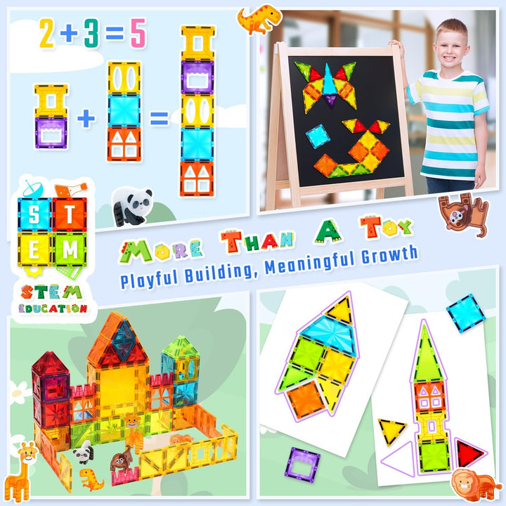 Theefun Magnetische Bausteine 110 Teile, Magnetbausteine Magnetspielzeug Magnet Spielzeug für Kinder