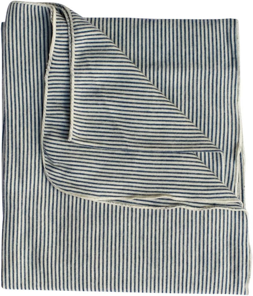 Lilano, Leichte Merino/Seide Ringel Babydecke, 70% Wolle (KBA), 30% Seide, 210Gr./m² (Marine Geringe
