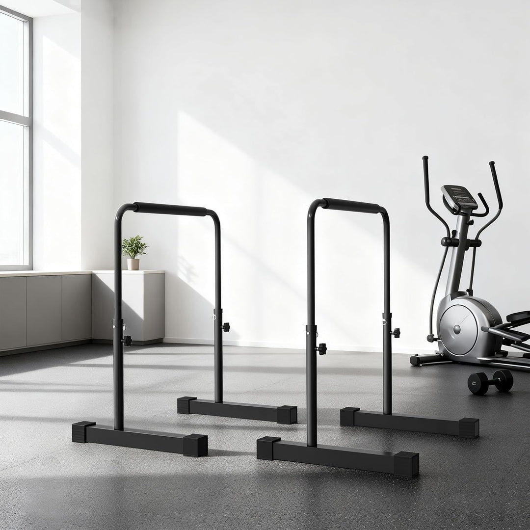 HOMCOM Dip Barren Bars 2er Set Rutschfest Dip Station 80-100 cm Höhenverstellbar Fitness Parallettes