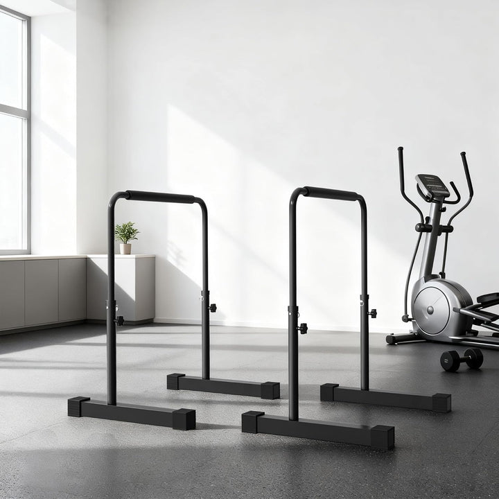 HOMCOM Dip Barren Bars 2er Set Rutschfest Dip Station 80-100 cm Höhenverstellbar Fitness Parallettes