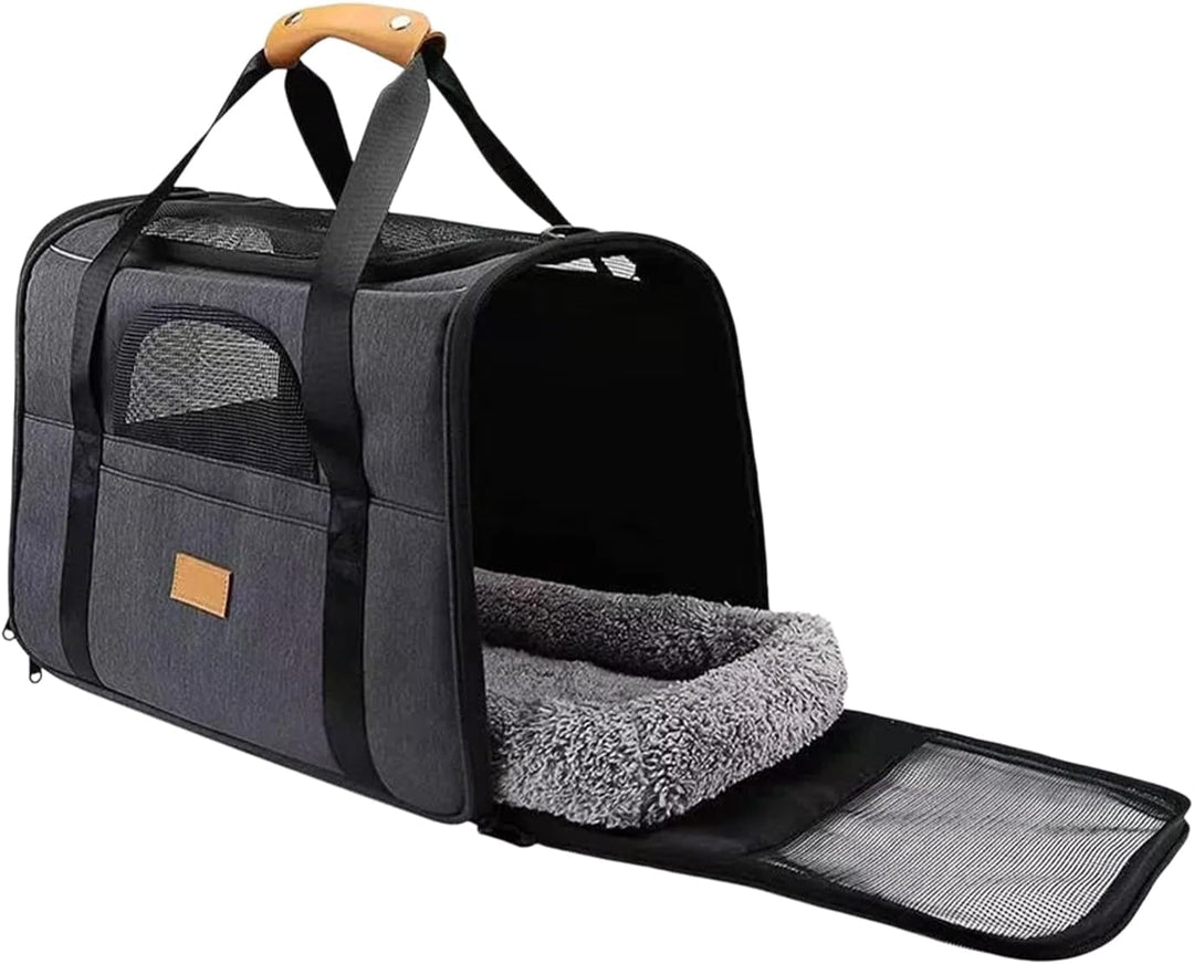Katzentransporttasche Faltbar für Katzen &amp; Kleine Hunde, 45 × 33 × 35 cm (Schwarz), Schwarz