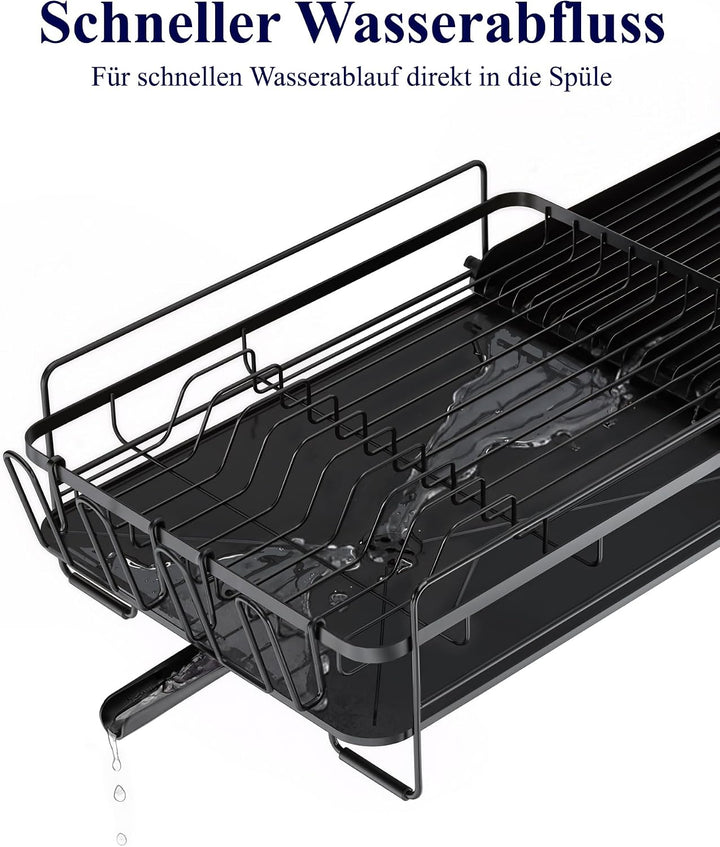 Kitsure Abtropfgestell Geschirr, Ausziehbarer Geschirrspülständer, Multifunktionaler Abtropfgestell
