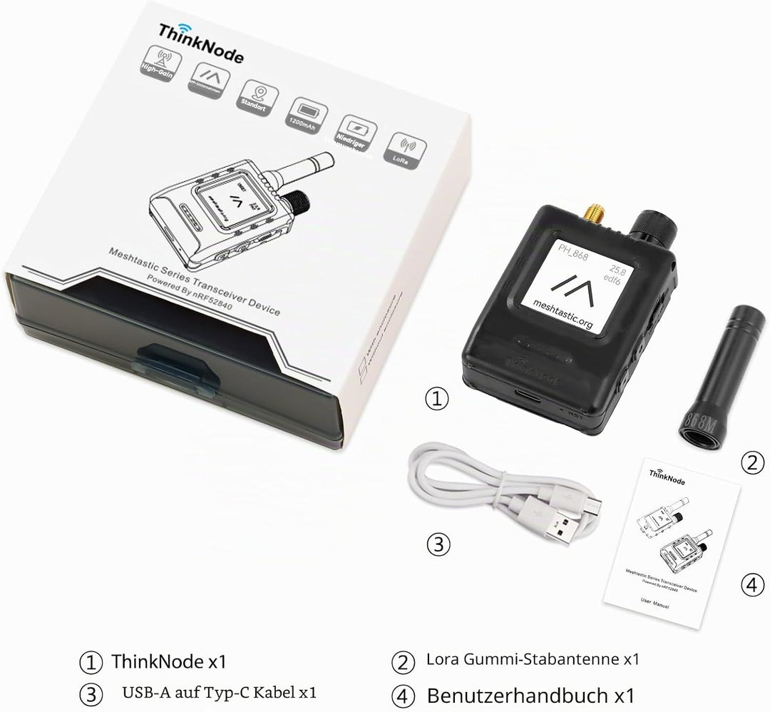 ELECROW LoRa Meshtastic Transceiver mit GPS und ESP32-S3 - ThinkNode M5 mit 1,54 Zoll EPD Bildschirm