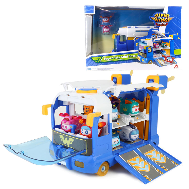 Super Wings 2-in-1 Super Pets Mini Base mit Super Pet Jett & Dizzy, Spielzeug für 3 4 5 6 7 8 9 10 Y