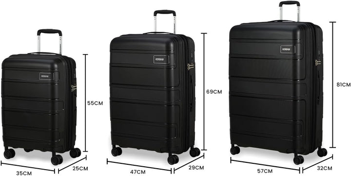 American Tourister Skymax - Kofferset 3-teilig, Schwarz (Bass Black) Black (Bass Black), Black (Bass