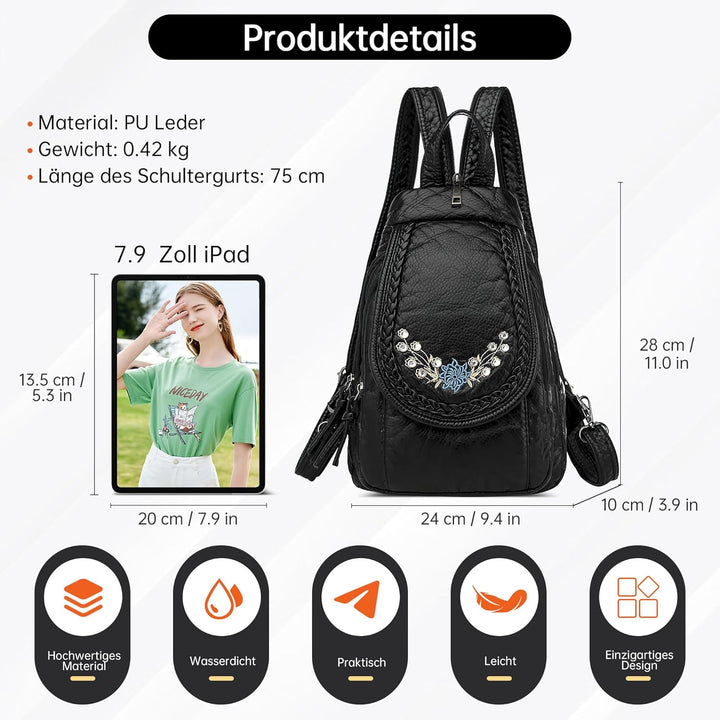 DIRRONA Rucksack Damen Beiläufig Kleine Brusttasche für Damen Multifunktionale Reise Wasserdicht Sch
