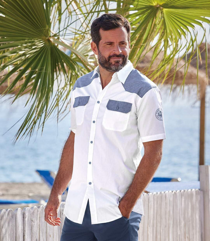 ATLAS FOR MEN - Herrenhemd - Kurze Ärmel - Verfügbar in grossen Grössen von M bis 5XL 3XL Weiss, 3XL