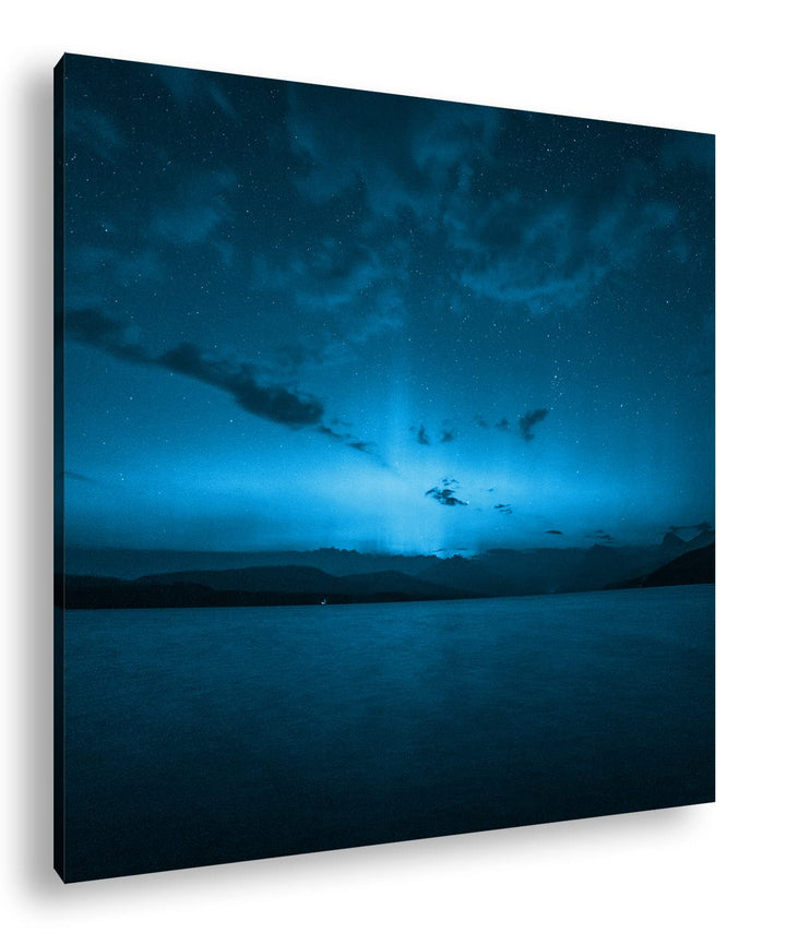 deyoli Dark Aurora Borealis Nordlicht Format: 70x70 Effekt: Monocrome Blau als Leinwandbild, Motiv f
