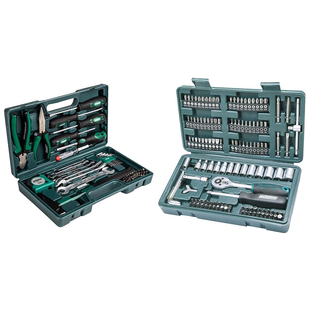 Brüder Mannesmann Werkzeuge M29032 Werkzeugkoffer, 47-teilig, Grün (Matt), (L x B x H) 335 x 335 x 1