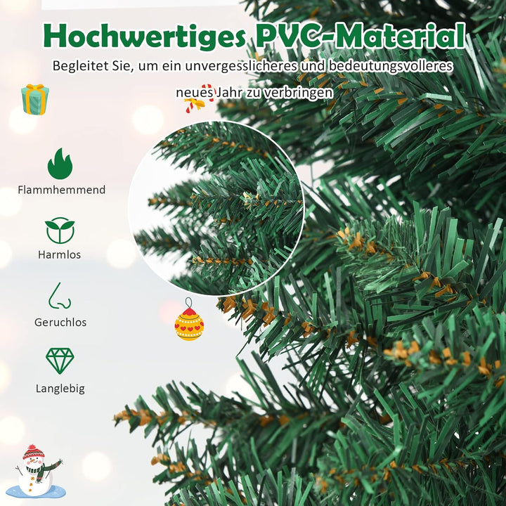 COSTWAY 150/180/210/240cm Bleistift Weihnachtsbaum, künstlicher Tannenbaum mit Metallständer, Christ