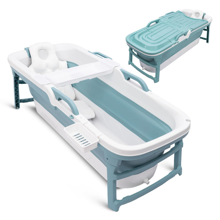 SereneLife Faltbare Badewanne Erwachsene 150 cm – Mobile Klappbare Badewanne für Dusche mit Deckel u