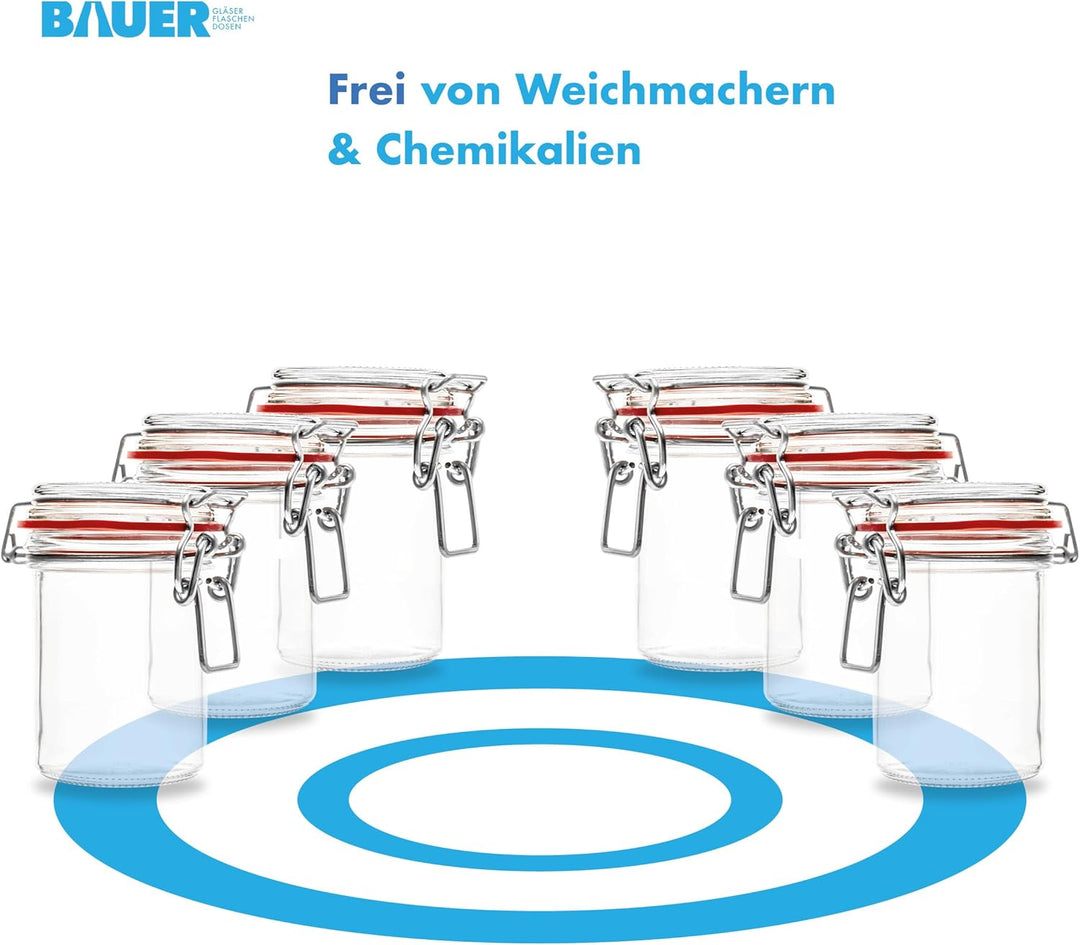 Flaschenbauer - 12 Drahtbügelgläser 212 ml, verwendbar als Einmach- und Fermentierglas, zur Aufbewah