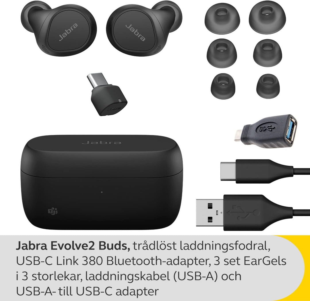 Jabra Evolve2 Buds True Wireless In-Ear-Bluetooth mit aktiver Geräuschunterdrückung (ANC), 4 Mic Mul