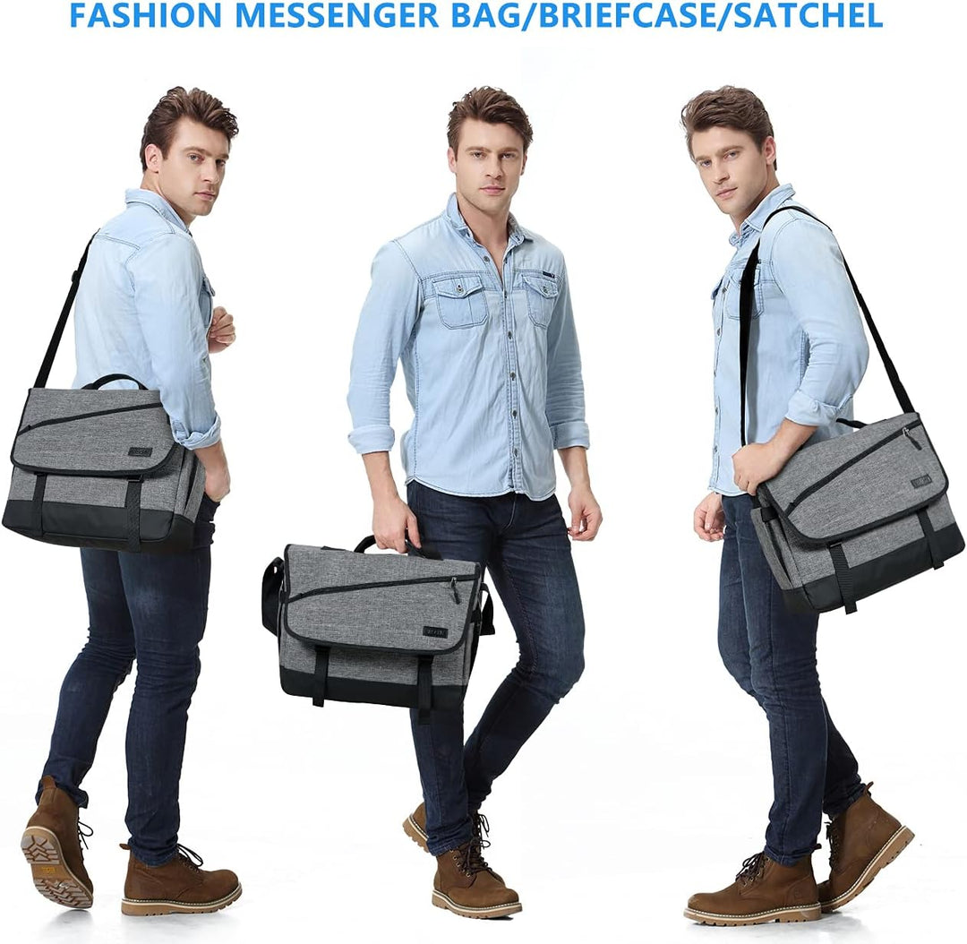 VASCHY Umhängetaschen Herren, Wasserabweisend 17 Zoll Laptop Schultertasche Laptoptaschen mit Gepols