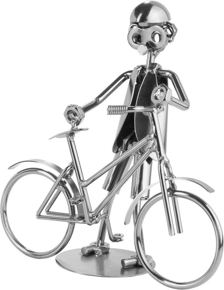 BRUBAKER Schraubenmännchen Fahrrad - Handarbeit Eisenfigur Metallmännchen - Metallfigur Geschenkidee