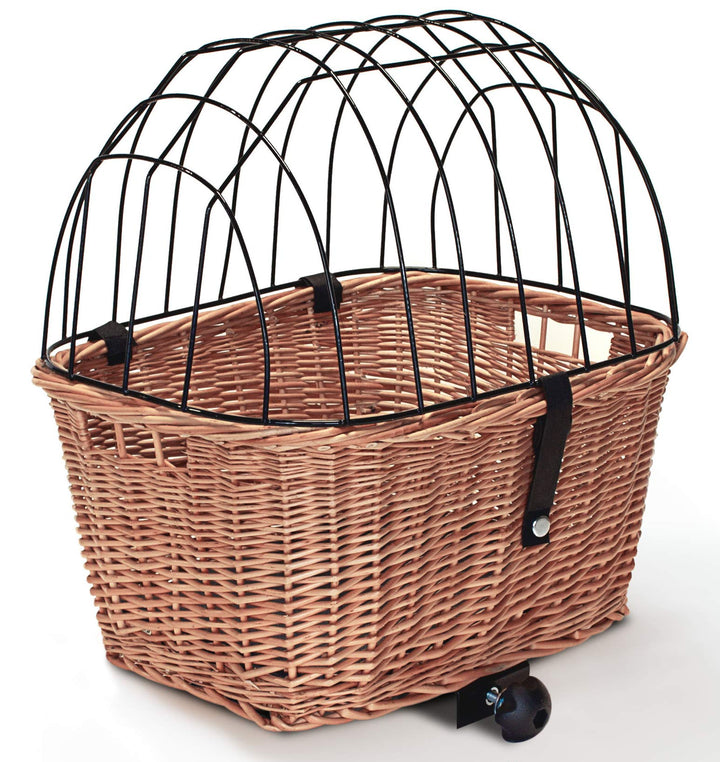Tigana - Hundefahrradkorb für Gepäckträger aus Weide mit Gitter 44 x 34 cm Eckig Natur (N-S) (ohne K