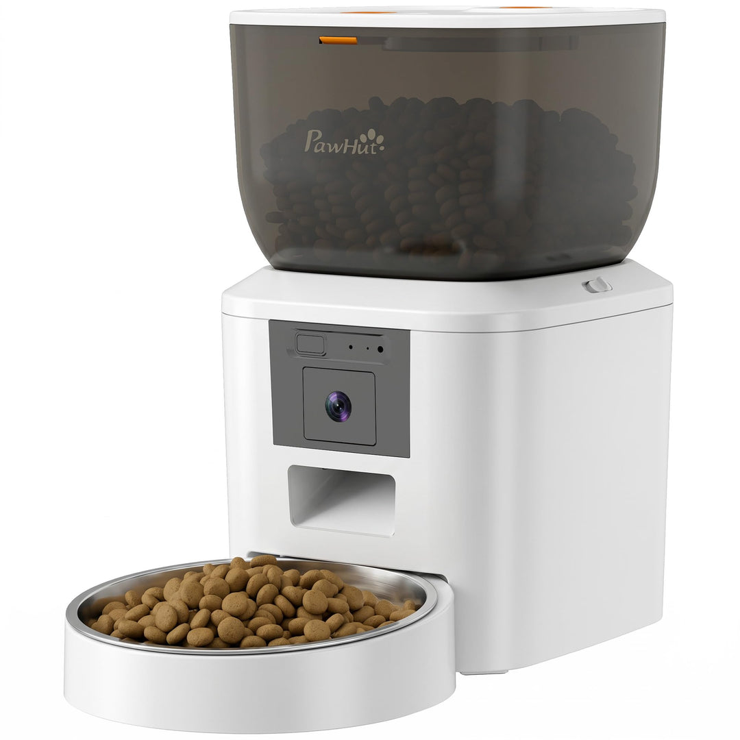 PawHut Futterautomat Katze 2,4G WiFi 4L mit Kamera für Katze und Hund | Katzenfutter Automat, App-St