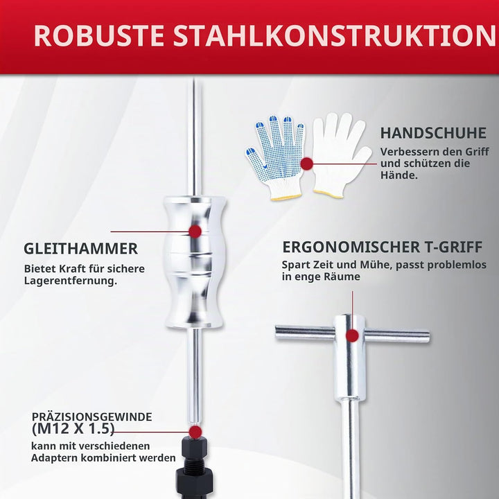 RUIZHI 12Tlg Fahrrad Innenlager Abzieher mit Zweiarmigem Abzieher&amp;Gleithammer&amp; 8 Erweiterbaren Spann
