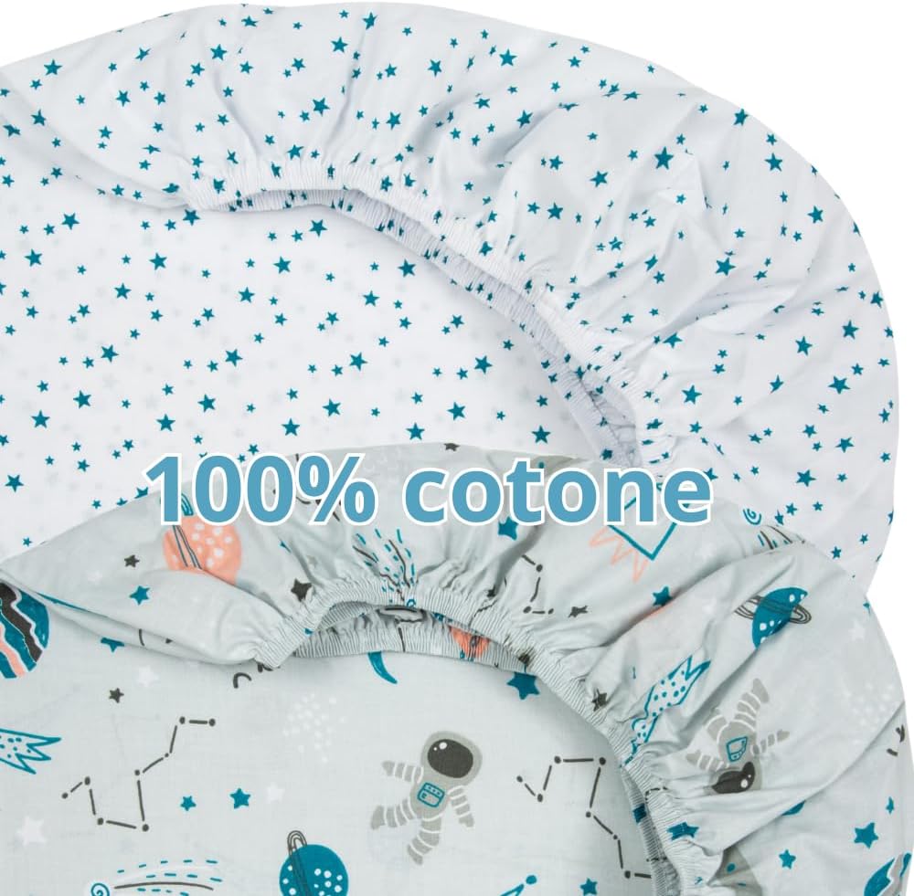 FlyIdeas Spannbettlaken für Kinderwagen Stubenwagen Moseskörbe 75x35 cm, 2 STK. - 2 Spannbettlaken P