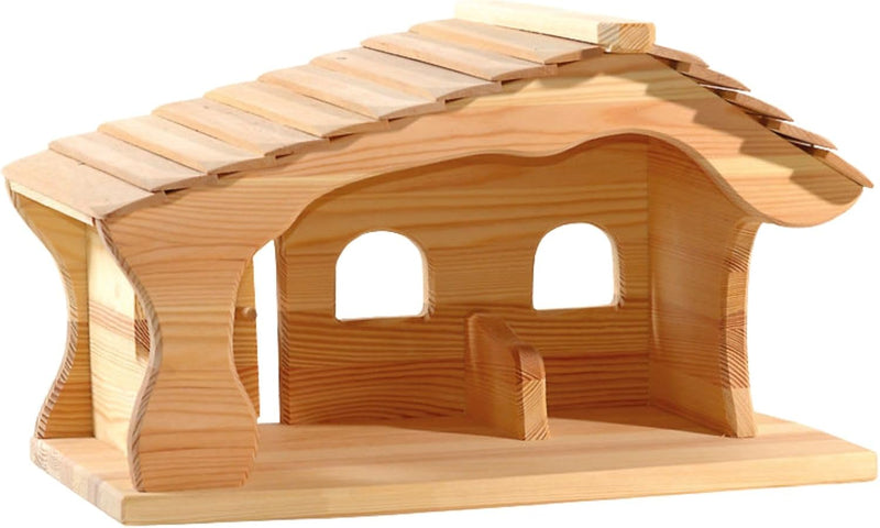 Ostheimer 5550113 Weihnachtskrippe, Krippenstall aus Holz Masse 47x30x30 cm