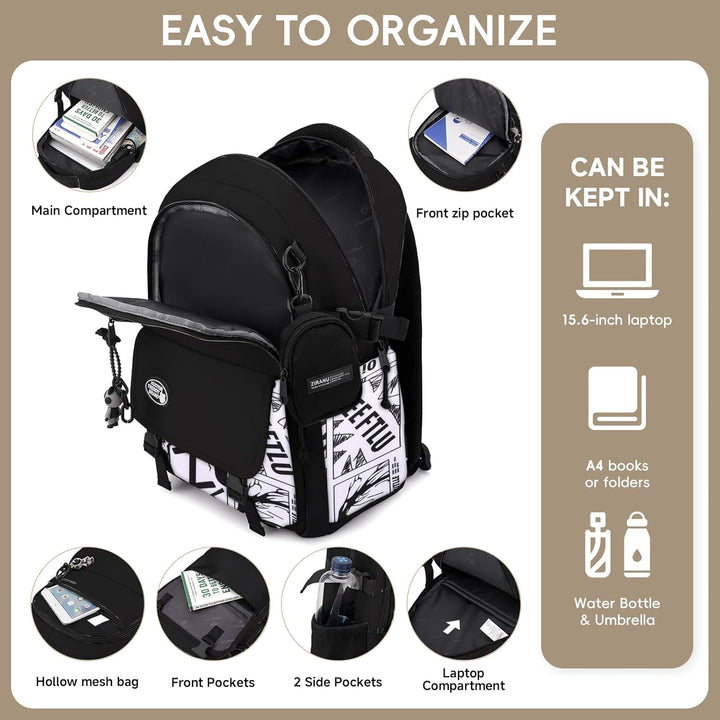 Amythe Schulrucksack Jungen Teenager, Gross Rucksack Schule Lässiger Oberstufe Schulranzen Wasserabw