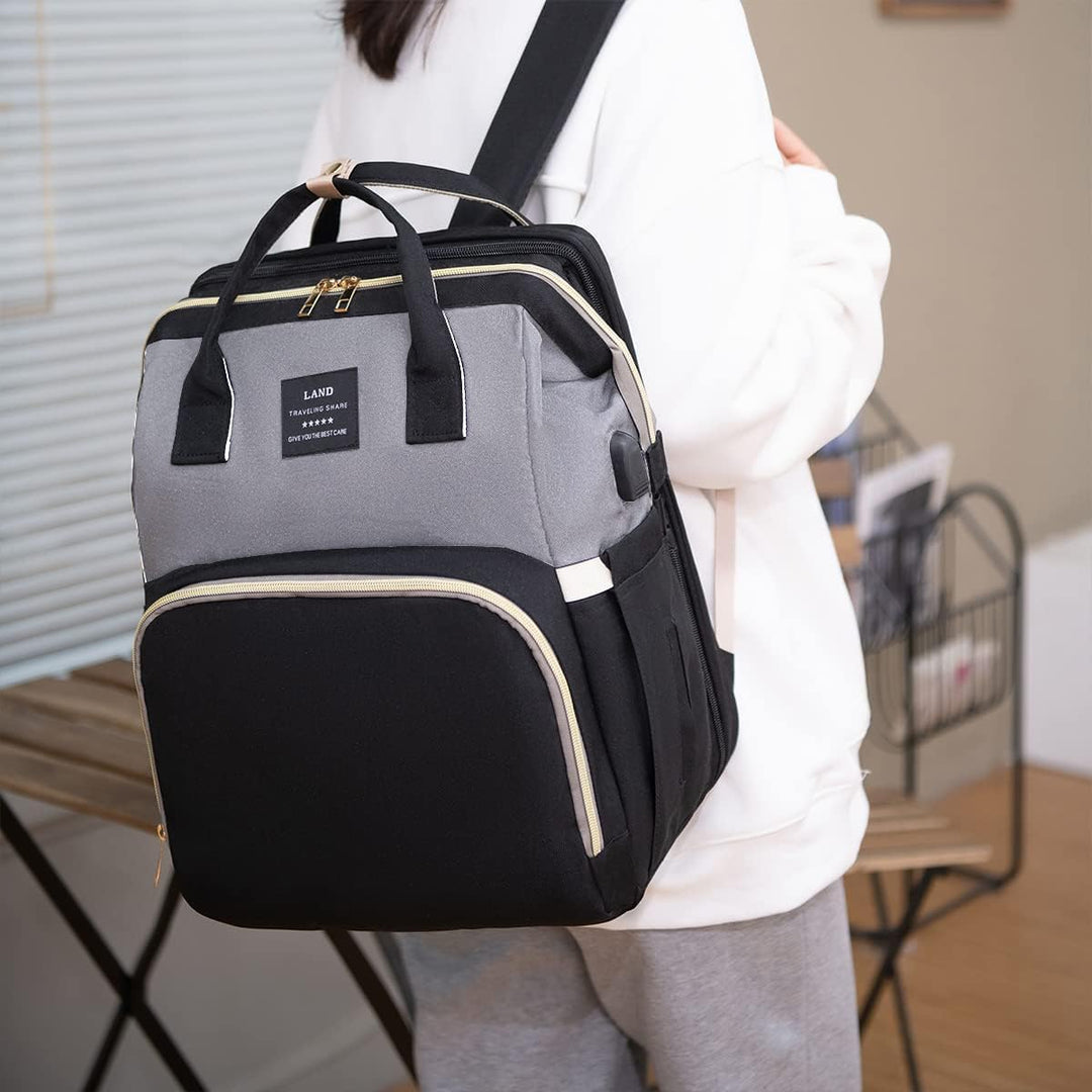 Wickelrucksack mit Babybett - Grosse Wickeltasche Rucksack mit Wickelauflage & Isoliertasche & Moski