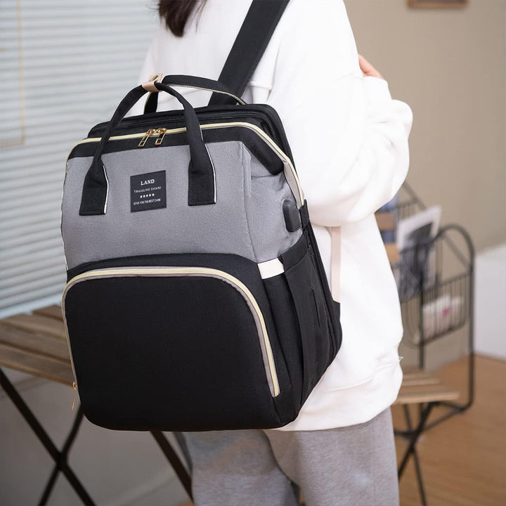 Wickelrucksack mit Babybett - Grosse Wickeltasche Rucksack mit Wickelauflage & Isoliertasche & Moski