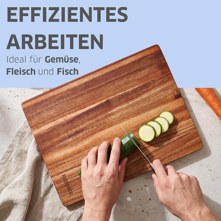 Kuppels Schneidebrett SLICE | Akazienholz | 40 x 30 x 1,5 cm | Holzbrett klingenschonend | Schneideb