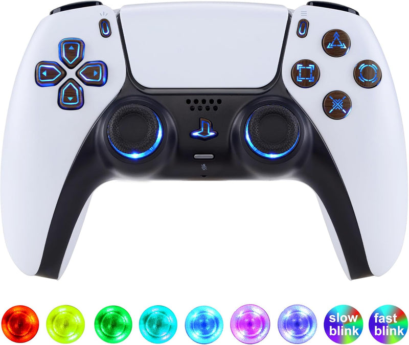 eXtremeRate DTF LED Kit für ps5 Controller BDM-030/040, Ersatz leucht D-Pad Thumbstick Share/Option/