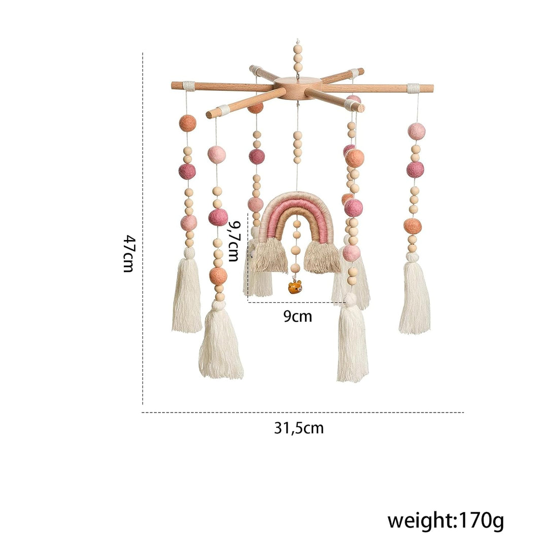 let's make Mobile Baby für Babybett Boho Regenbogen Holz Windspiel Mobile Wickeltisch Zubehör, Neuge