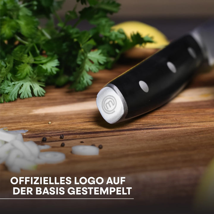 MasterChef Kochmesser Profi Messer aus Kohlenstoffreichem Edelstahl, Dreifach Vernieteter Griff, Tra
