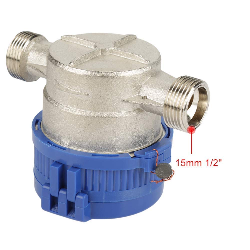 Garten Wasserzähler Set, 1/2 Zoll Anschluss 15mm Kaltwasser Wasseruhr Garten Wasserzähler Geeicht mi
