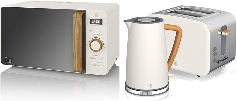 Swan Nordic 20 L digitaler Mikrowellenherd & Nordic Set Frühstücks-Wasserkocher, kabellos, 1,7 l, 22