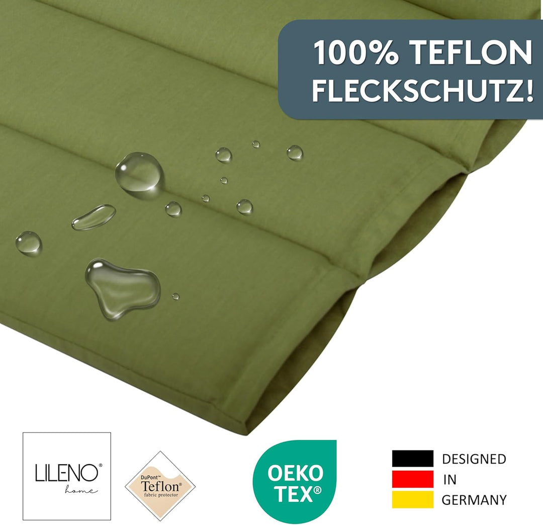 LILENO HOME Gartenstuhl Auflagen als [2er Set - Hochlehner] in Grün - Bequeme Liegen als Sitzauflage