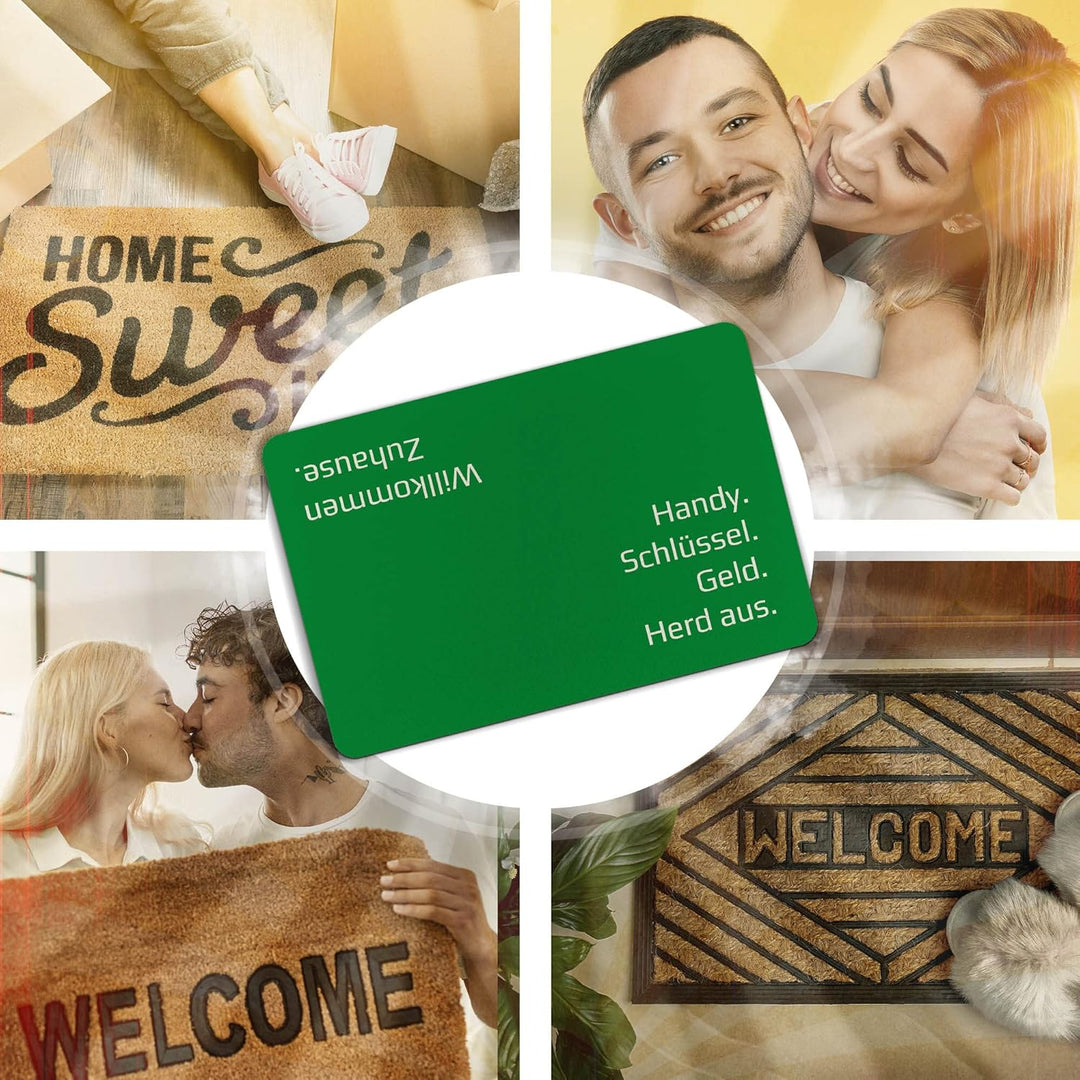 PR Print Royal Fussmatte mit Spruch - Handy, Schlüssel, Geld, Herd aus - Geschenk zum Einzug, Einwei