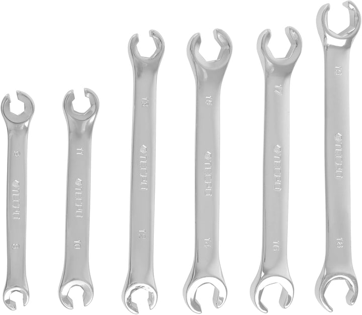 TECPO Bremsleitung Schlüssel 8-19mm Ringschlüssel Satz Offener Ring Schlüssel 6-teilig